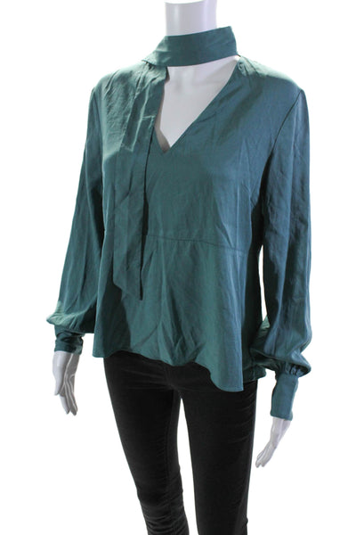 Becken Womens Emerald Tie Neck Blouse Green Size 6 11657255