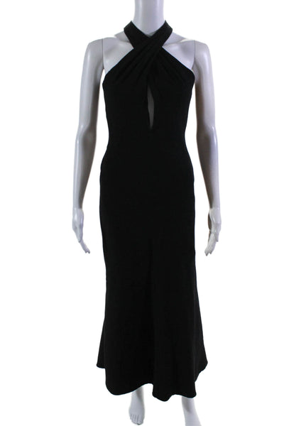 Carmen Marc Valvo Womens Black Chignon Twist Gown Black Size 0 14321592