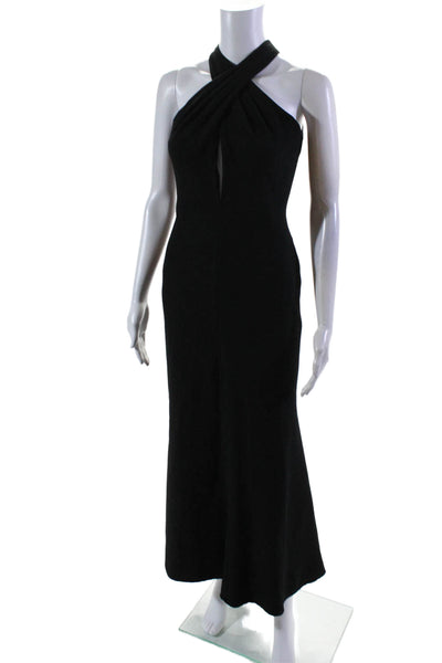 Carmen Marc Valvo Womens Black Chignon Twist Gown Black Size 0 14321592