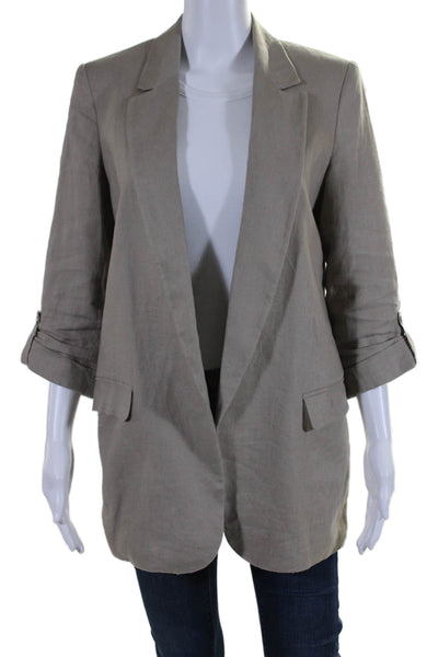 Zara Womens Notched Lapel No Button Knit Blazer Beige Size Small