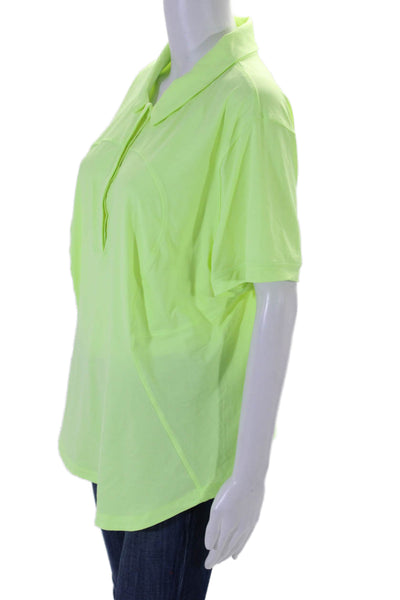 Lululemon Womens Short Sleeve Collared Button Up Polo Shirt Neon Green Size 18