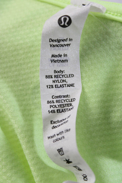 Lululemon Womens Short Sleeve Collared Button Up Polo Shirt Neon Green Size 18