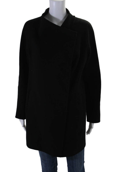 Vince Womens Wool Unlined Snap Closure Long Sleeve Overcoat Black Size XS