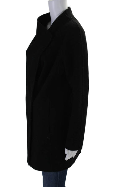 Vince Womens Wool Unlined Snap Closure Long Sleeve Overcoat Black Size XS