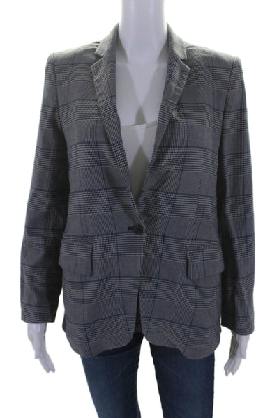 Club Monaco Womens Borrem Plaid Blazer Grey Size 4 12703909