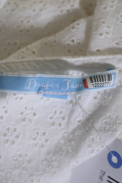 Draper James Womens Eyelet Button Front Dress White Size 2 12222771