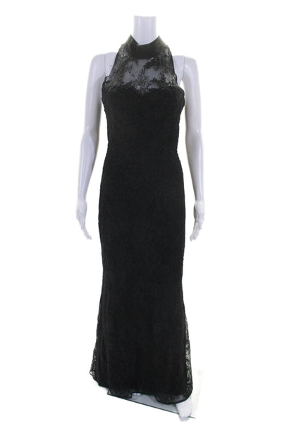 Badgley Mischka Womens Black Lace Column Gown Black Size 8 14325596