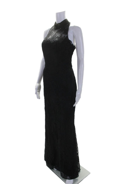 Badgley Mischka Womens Black Lace Column Gown Black Size 8 14325596