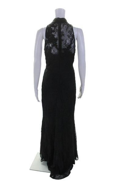 Badgley Mischka Womens Black Lace Column Gown Black Size 8 14325596