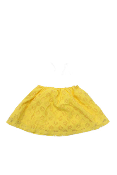 Margherita Girls Square Neck Embroidered Flare Dress Yellow Size 3-4