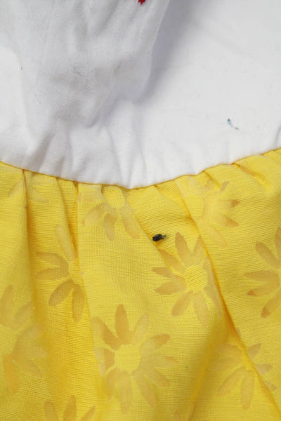 Margherita Girls Square Neck Embroidered Flare Dress Yellow Size 3-4