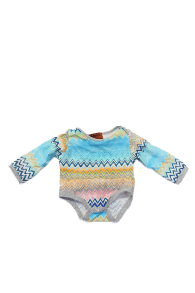 Missoni Kids Long Sleeve Geometric Print Crew Neck Top Multicolor 0-3 Months