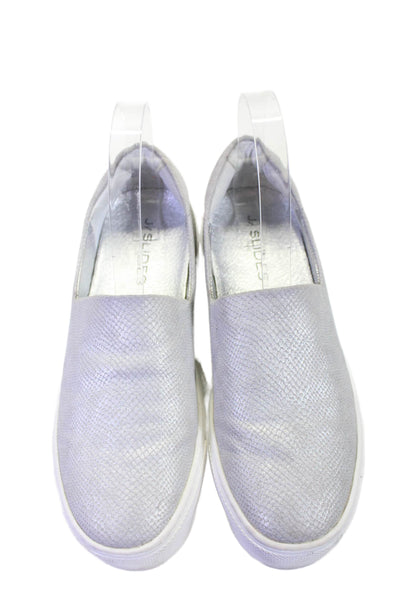 JSLIDES Womens Textured Sole Round Toe Slip-On Platform Shoes Silver Size 7