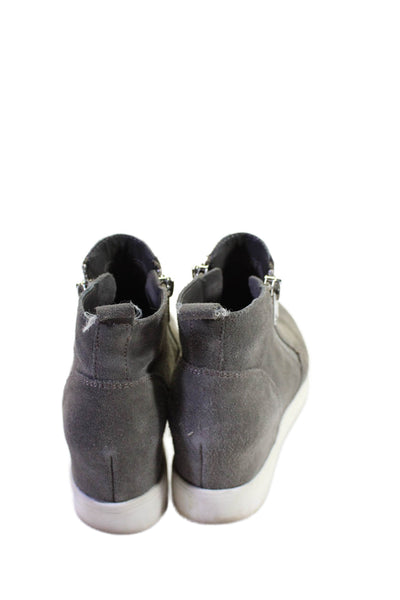 Steve Madden Womens Suede Round Toe Side Zipped Wedge Sneakers Gray Size 7.5