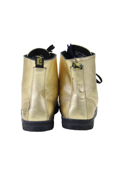 Dr. Martens Womens Gold Leather Lace Up Combat Boots Shoes Size 8