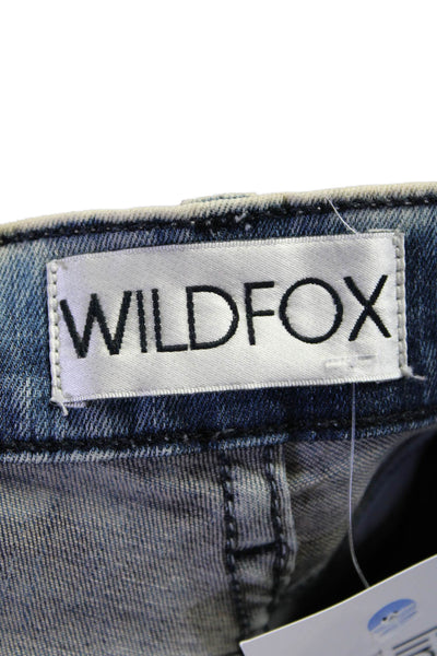 Wildfox Womens Cotton Tie Dye Light Washed Denim Skinny Jeans Blue Size EUR 26