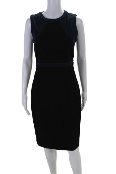 Ava & Aiden Womens Sleeveless Colorblock Midi Sheath Dress Black Size 2
