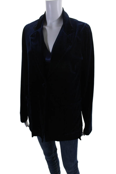 Southcott Womens Velvet Single Button Jacket Blouse Set Midnight Blue Size 3