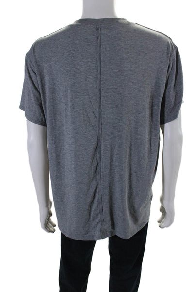 Lululemon Mens Short Sleeves Crew Neck Pullover Tee Shirt Gray Cotton Size 14