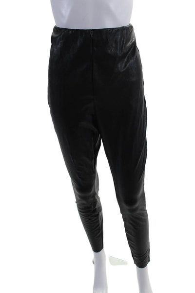 Commando Womens Faux Leather Elastic Waist Slip-On Skinny Pants Black Size 2X