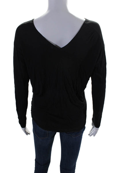 Vince Womens Long Sleeve V Neck Lightweight Tee Shirt Black Size Large