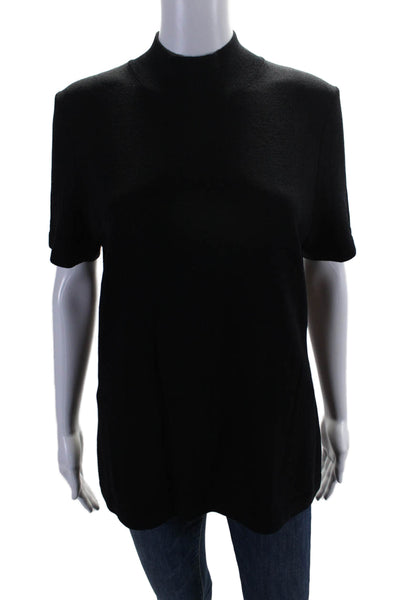 St. John Basics Womens Back Zip Santana Knit Mock Neck Top Black Size Small