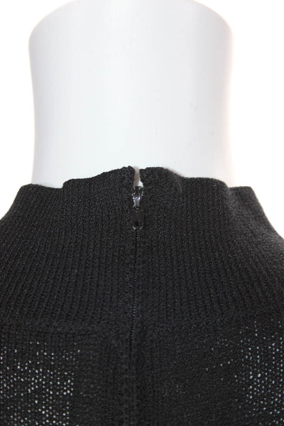 St. John Basics Womens Back Zip Santana Knit Mock Neck Top Black Size Small