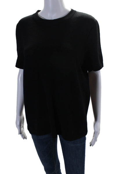 St. John Basics Womens Back Zip Crew Neck Santana Knit Shirt Black Size Medium