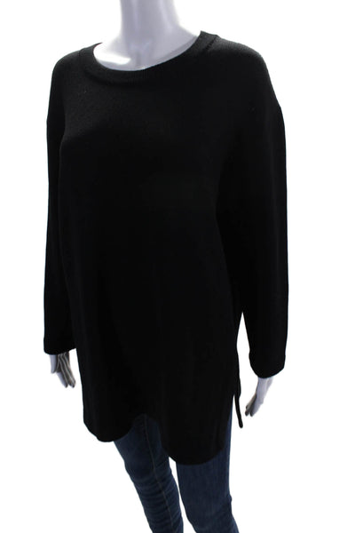 St. John Basics Womens Long Sleeve Scoop Neck Santana Knit Shirt Black Medium