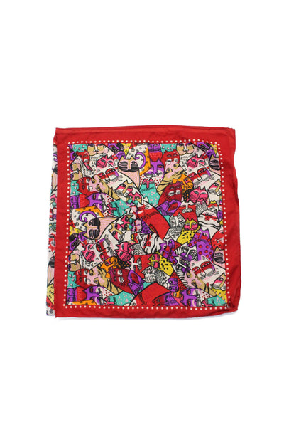 Miu Miu Women's Silk Cat Print Scarf Multicolor