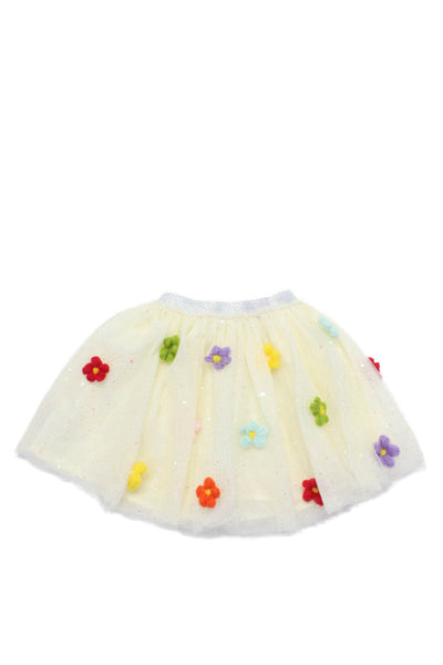 Lola Girls Elastic Waist Embellished Flare Skirt White 18 Months