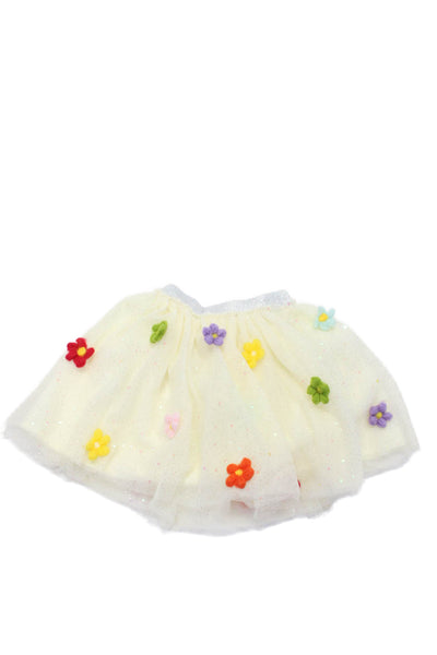 Lola Girls Elastic Waist Embellished Flare Skirt White 18 Months