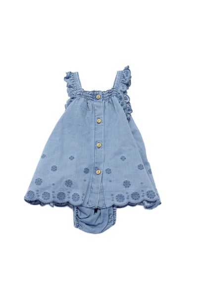 Zara Womens Sleeveless Embroidered Thin Knit Blouse Blue 3-6 Months