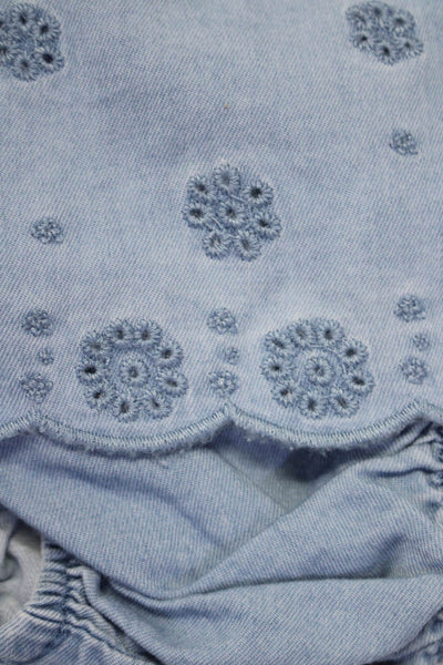 Zara Womens Sleeveless Embroidered Thin Knit Blouse Blue 3-6 Months