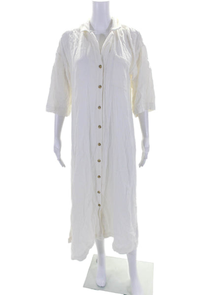 Madewell Womens Short Sleeve Button Down Collared Dress White Size Small