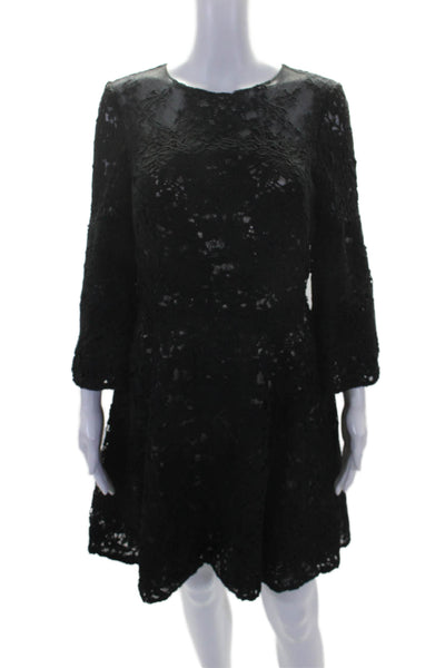 ML Monique Lhuillier Womens Black Bell Swirl Dress Black Size 6 10487134