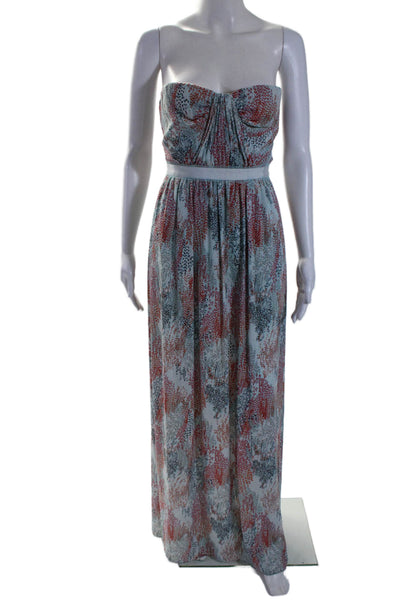 BCBGMAXAZRIA Womens Printed Amber Gown Blue Size 6 10322802