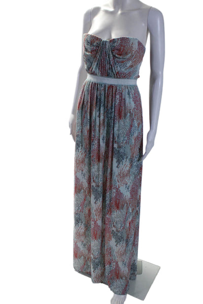 BCBGMAXAZRIA Womens Printed Amber Gown Blue Size 2 14327183