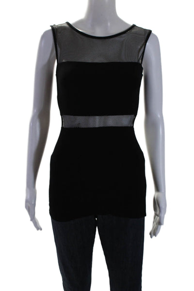 Bailey 44 Womens Mesh Net Textured Patchwork Sleeveless Tank Top Black Size XS