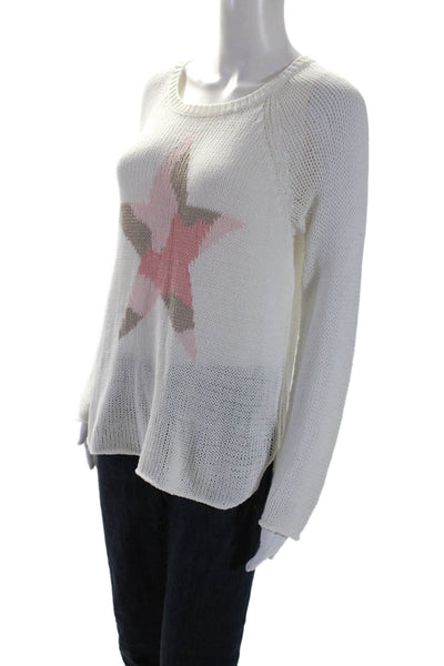 Wooden Ships Womens Camouflage Geometric Print Knitted Sweater White Size M