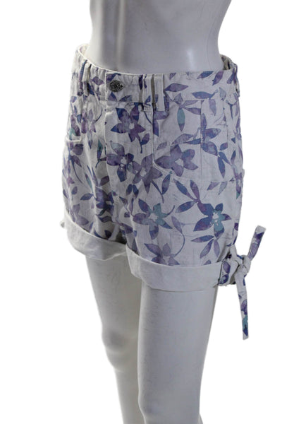 Isabel Marant Women's Button Closure Pockets Floral Cuff Hem Shorts Size 2