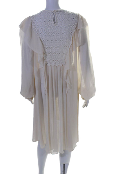 Philosophy di Lorenzo Serafini Womens Crochet Yoke Ruffle Dress White Size 10 11