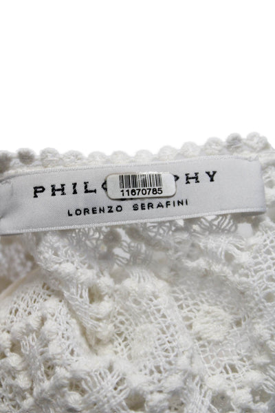 Philosophy di Lorenzo Serafini Womens Crochet Yoke Ruffle Dress White Size 10 11