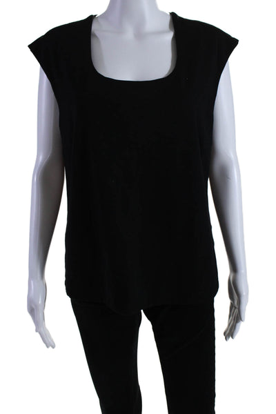 St. John Womens Scoop Neck Sleeveless Thick Knit Tank Top Black Size Large