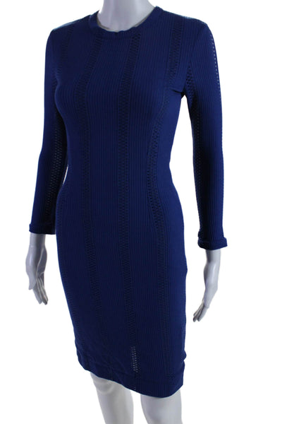 Rag & Bone Womens Long Sleeves Mid Calf Body Con Dress Cobalt Blue Size 2