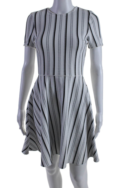 Opening Ceremony Womens Striped Short Sleeves A Line Dress White Black Size Smal