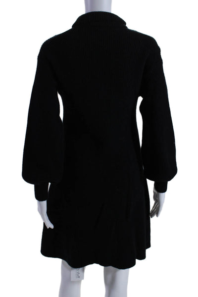 J Crew Womens Long Sleeves Turtleneck A Line Sweater Dress Black Wool Size Mediu