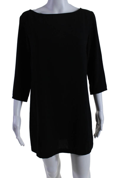 Leith Womens Long Sleeves Knee Length Pullover Shirt Dress Black Size Small