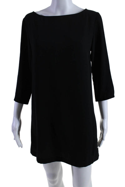 Leith Womens Long Sleeves Knee Length Pullover Shirt Dress Black Size Small