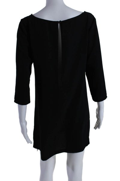 Leith Womens Long Sleeves Knee Length Pullover Shirt Dress Black Size Small